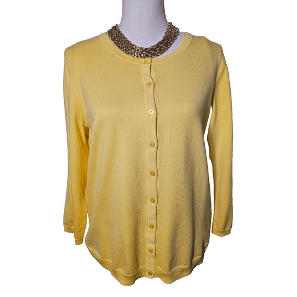 NWT Talbots Womens L Sunny Yellow Cardigan Twin Sweater Set...
